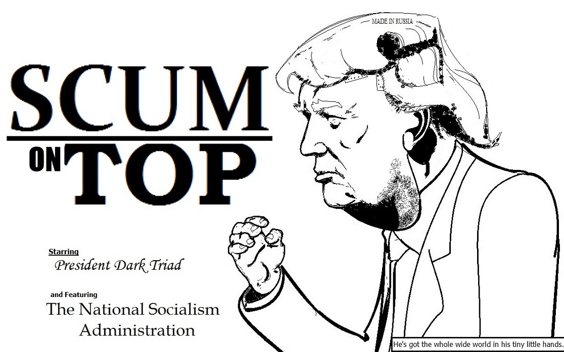 Profile of President Dark Triad with 'Made in Russia' toupee